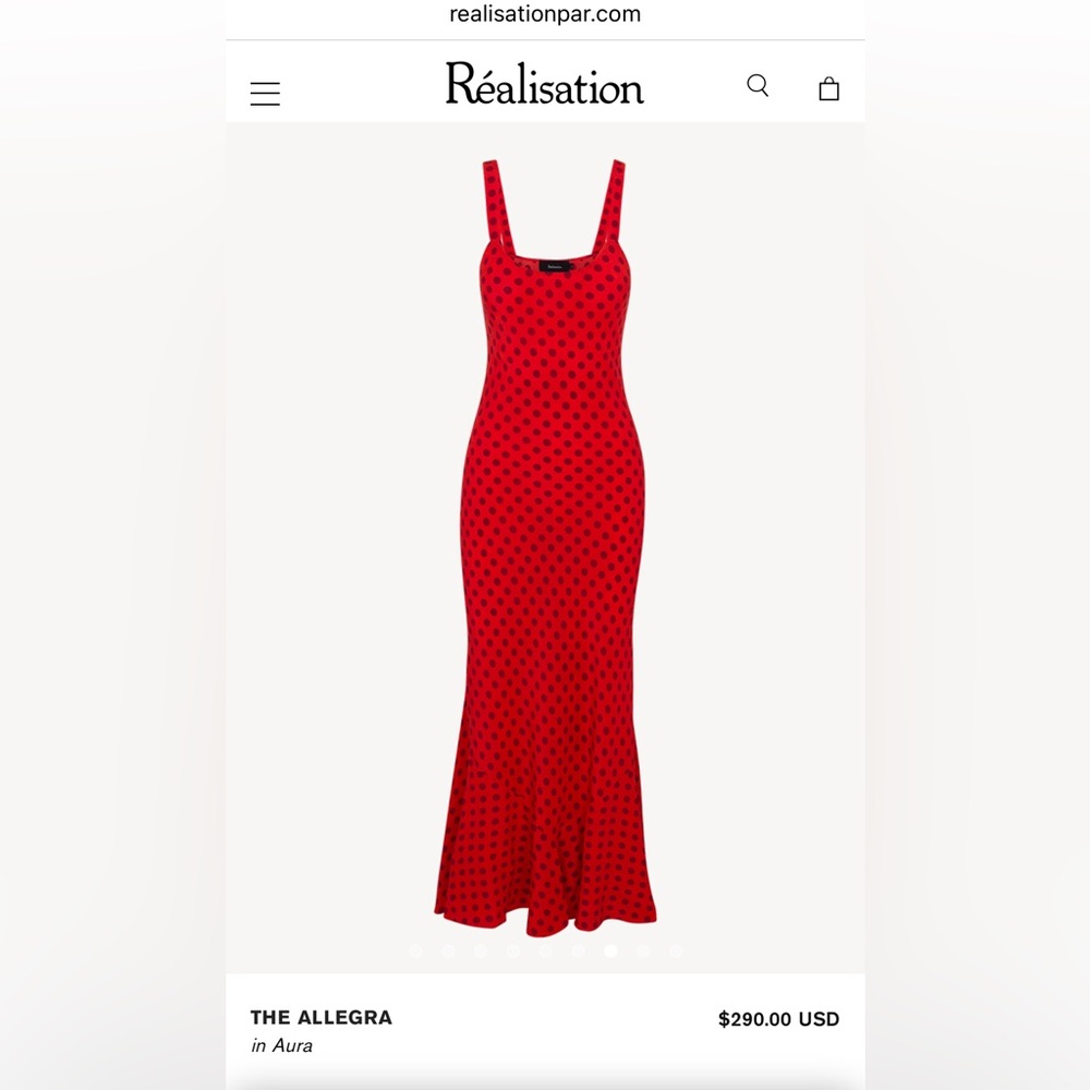 NWT REALISATION The Allegra Silk Polka Dot Maxi Dress in Aura (red) sz XS - Picture 11 of 12